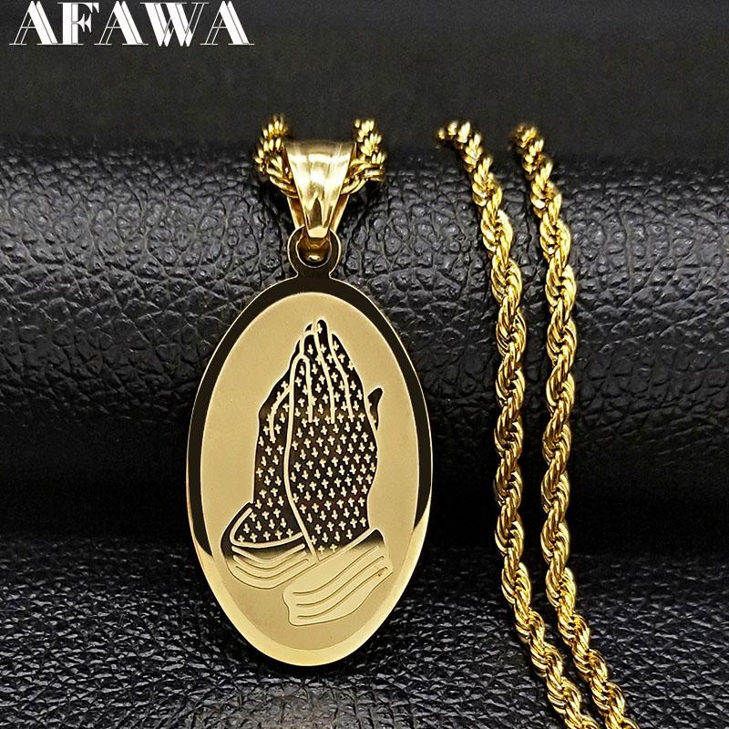 2020 Praying Hands Jesus Stainless Steel Chain Necklace for Women Gold Color Hip Hop Necklaces & Pendants Jewelry joyas N4129S02
2020 Praying Hands Jesus Stainless Steel Chain Necklace for Women Gold Color Hip Hop Necklaces & Pendants Jewelry joyas N4129S02