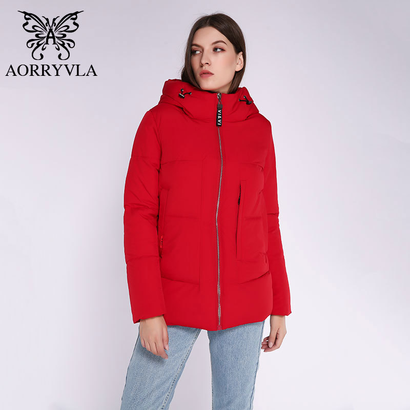 AORRYVLA New Women's Winter Jacket 5 Colors Solid Cotton Padded Parka Hooded Short Length Thick Warm Fashion Female Jacket 201217