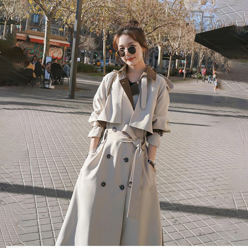 2021 New Trench Coat Spring New Fall Fashion Apricot Seam Double Lapel Breasted with Women's Jersey Belt 26m Ju82
2021 New Trench Coat Spring New Fall Fashion Apricot Seam Double Lapel Breasted with Women's Jersey Belt 26m Ju82