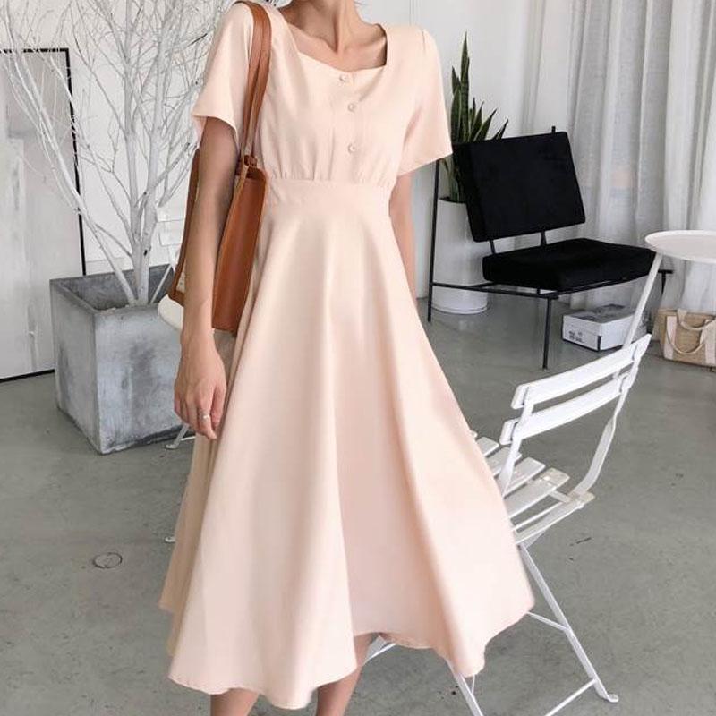 Casual Dresses Korean Women Summer Dress Solid High Waist Square Collar Short Sleeve For Loose Maxi Vestido 14140, Black;gray
Casual Dresses Korean Women Summer Dress Solid High Waist Square Collar Short Sleeve For Loose Maxi Vestido 14140, Black;gray