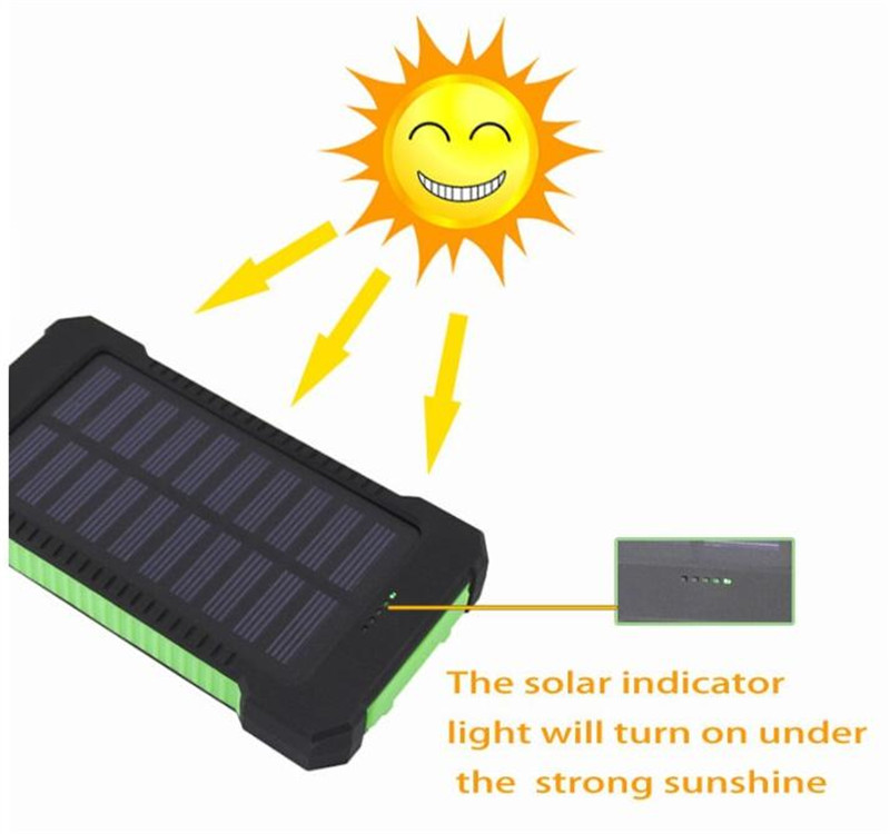 Solar Power Bank Charger 20000mah with Led Light Battery Portable outdoor Charge Double head USB Charging cell phone Powerbank6057