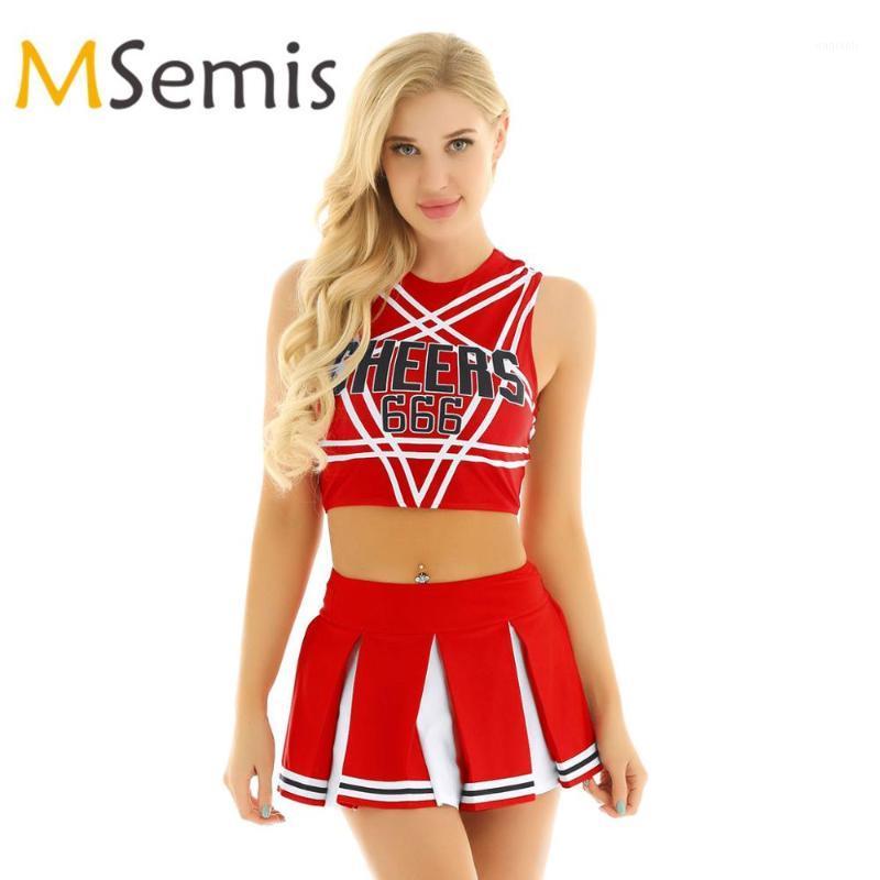 Women's Cheerleader Cosplay Costume Set Pentagram Back Crop Top with Mini Pleated Skirt Charming Role Play Cheerleading Uniform1
Women's Cheerleader Cosplay Costume Set Pentagram Back Crop Top with Mini Pleated Skirt Charming Role Play Cheerleading Uniform1