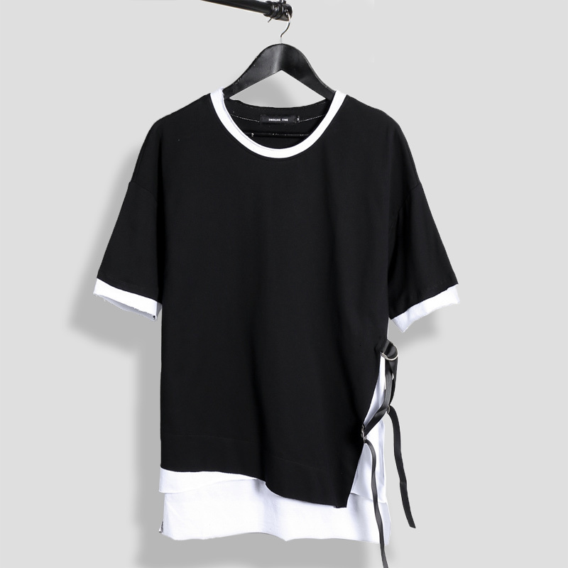 2021 New Exclusive Original Fake Two Black White Ribbon Contrast Manga Short T-shirt Men of Summer. J58I, 12
2021 New Exclusive Original Fake Two Black White Ribbon Contrast Manga Short T-shirt Men of Summer. J58I, 12