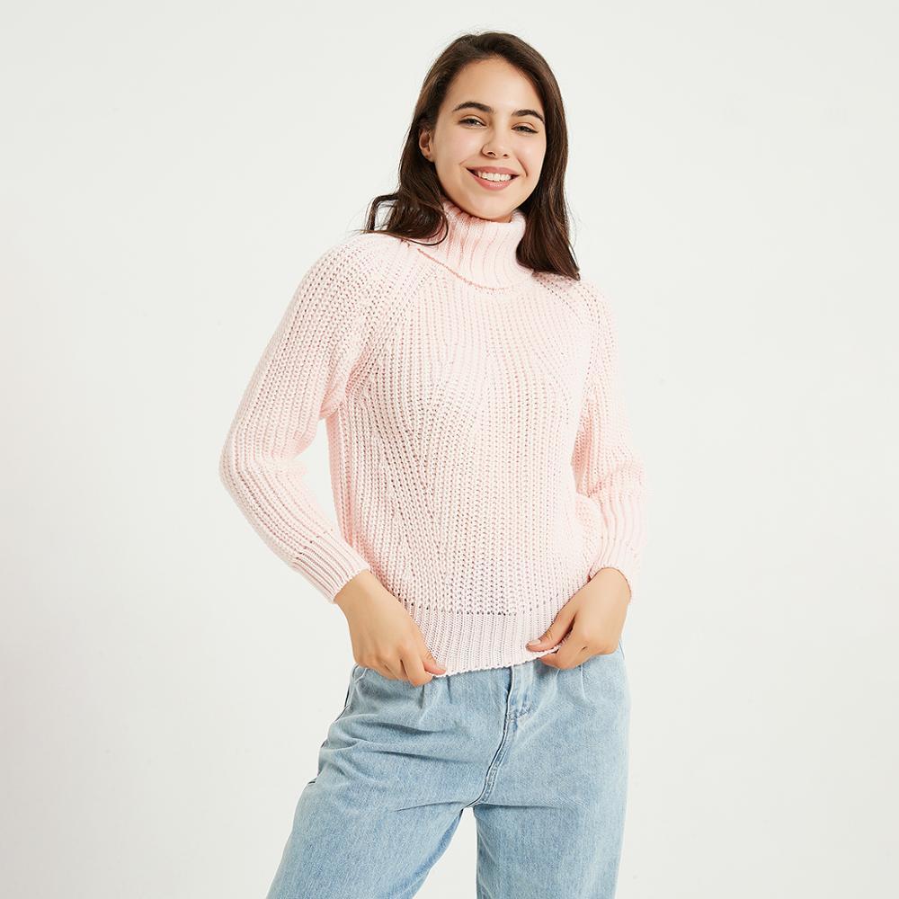 Wixra Chunky Turtleneck Sweater Women's Autumn Winter Solid High Stretch Knitted Pullover Jumpers Loose Sweaters 201221