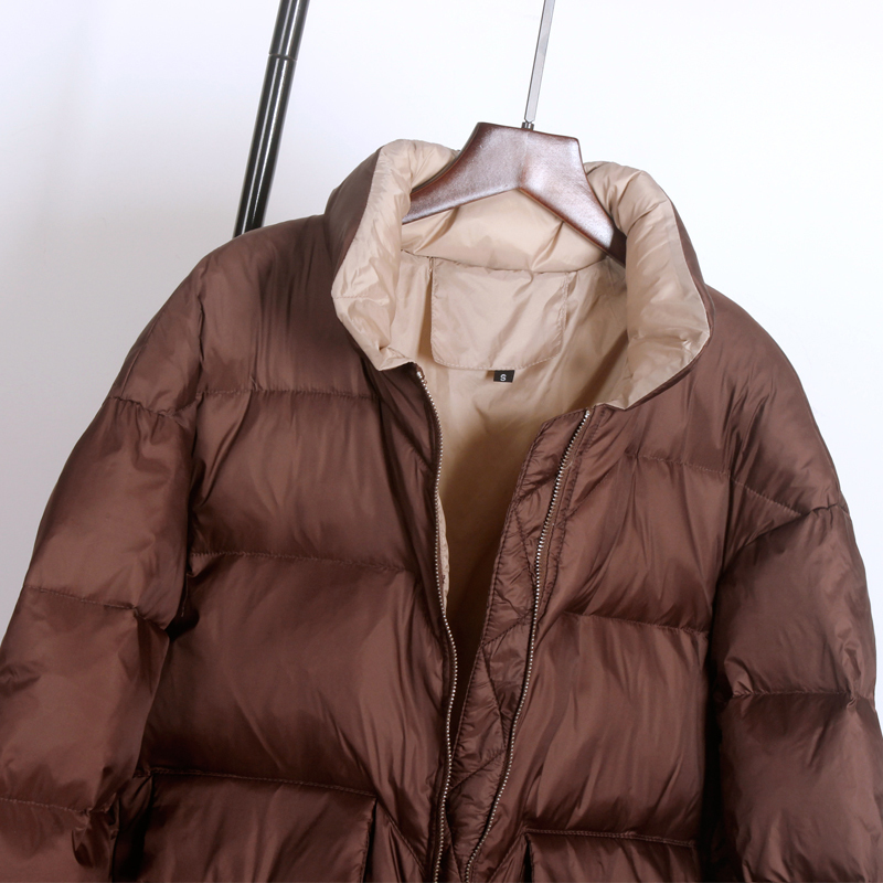 New Winter Short White Duck Down Jacket Stand Collar Female Soft Casual Warm Contrast stitching Coat Windproof Good Qaunlity 201019