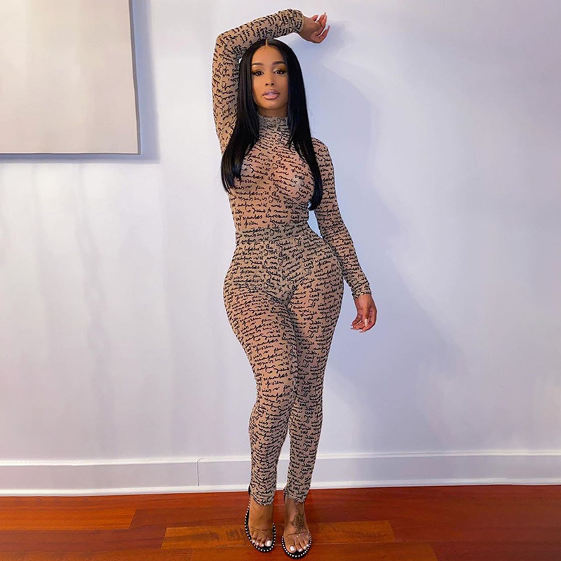 Women 2 Two Piece Legging Pants Set See Through Mesh Letter Print Long Sleeve Sexy Bodysuit Top Skinny Bodycon Outfits Female Clubwear, Apricot
Women 2 Two Piece Legging Pants Set See Through Mesh Letter Print Long Sleeve Sexy Bodysuit Top Skinny Bodycon Outfits Female Clubwear, Apricot