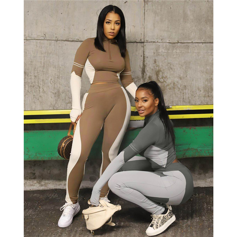 Plus size 2XL Women outfits fall winter tracksuits pullover hoodies+pants panelled two piece set sweatsuits long sleeve sportswear 4273