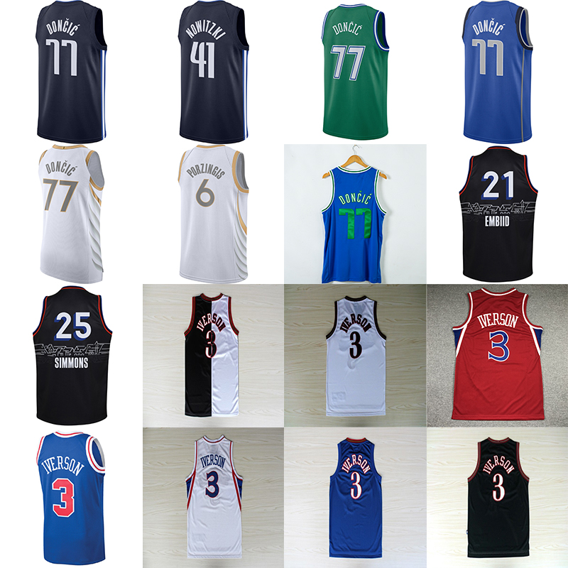 NCAA Allen 3 Iverson Dallas Luka 77 Doncic Joel 21 Embiid Ben 25 Simmons Dirk 41 Nowitzki Kristaps 6 Porzingis Men Basketball jersey
NCAA Allen 3 Iverson Dallas Luka 77 Doncic Joel 21 Embiid Ben 25 Simmons Dirk 41 Nowitzki Kristaps 6 Porzingis Men Basketball jersey