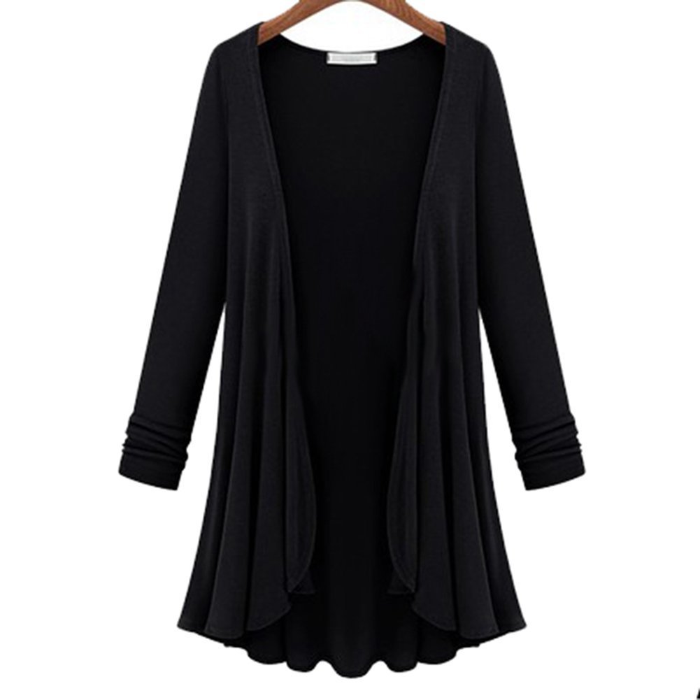 2020 NEW Women Fashion Cotton Top Thin Blouse Long Sleeve Summer Cardigan Sweater Coat Big Size Flounce Plus Size T200101