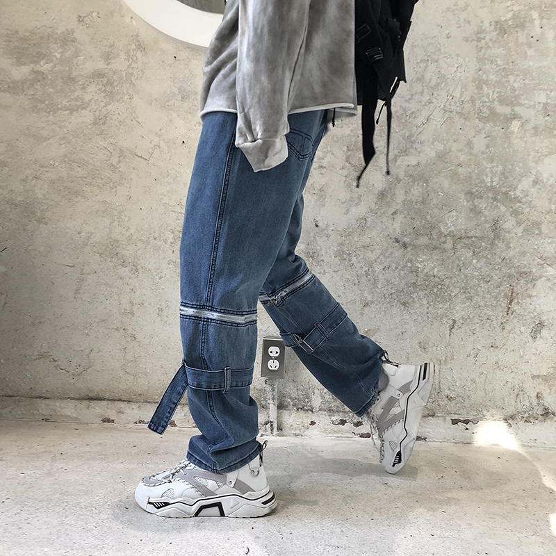 Removable Trousers Summer Pattern Baggy Homme Classic Cargo Pocket Jeans Mens Blue Color Casual Pants Biker Denim Trousers 201111