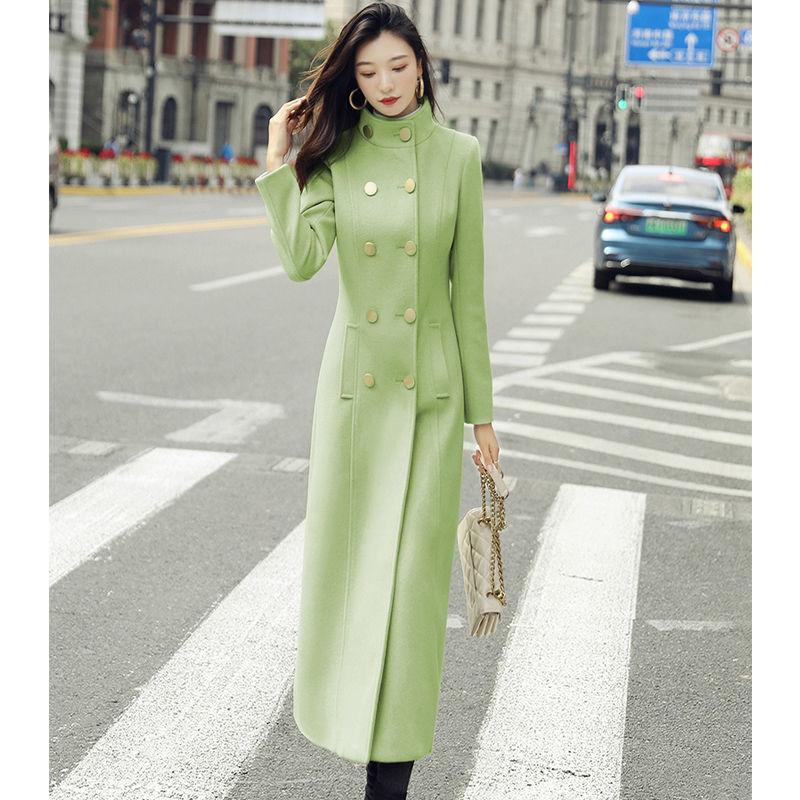 Woolen Women's Long Over-the-knee 2020 Winter New Stand-up Collar Waist Hepburn Style Avocado Coat, Green
Woolen Women's Long Over-the-knee 2020 Winter New Stand-up Collar Waist Hepburn Style Avocado Coat, Green