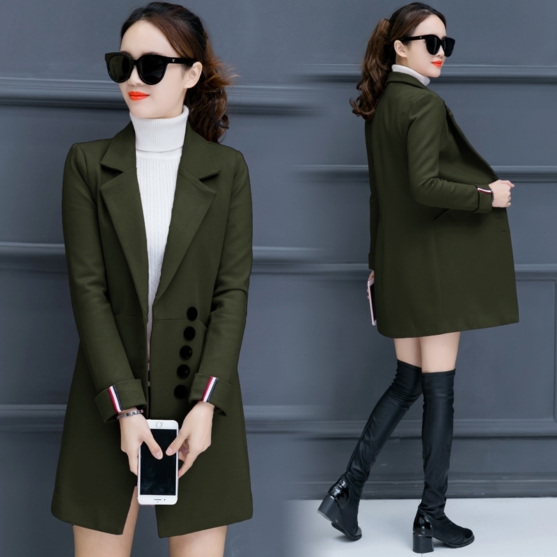 Luzuzi Women's woolen coat Korean version new autumn and winter fashion Slim Long woolen coat Winter Wool Jackets Female 201027