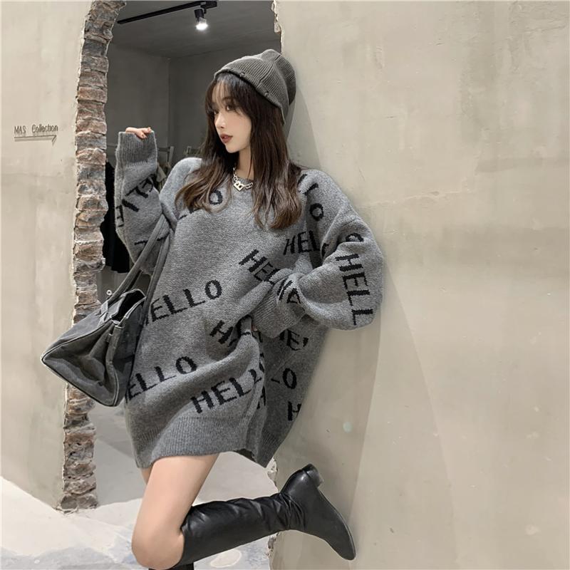 korean round collar oversized long knitting sweater pullovers new fashion letters jacquard sweater jumper for fall winter, The picture color
korean round collar oversized long knitting sweater pullovers new fashion letters jacquard sweater jumper for fall winter, The picture color