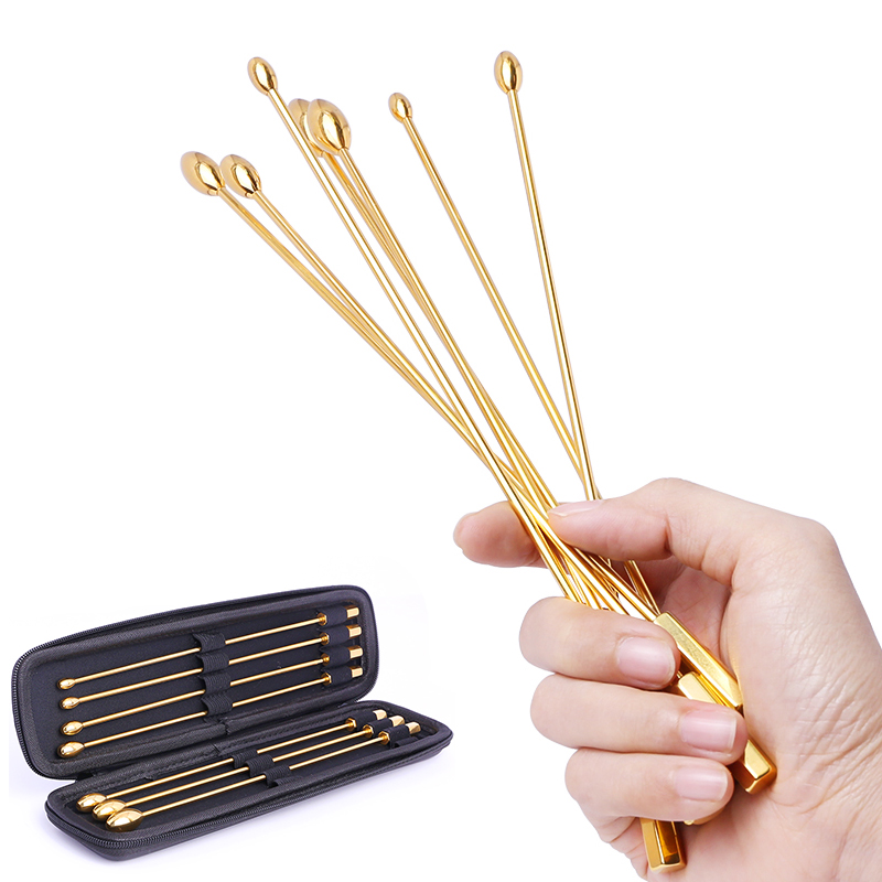 Golden 7Pcs/Lot Stainless Steel Penis Plug Urethral Sound Sex Toys Stretching Male Chastity Device Urethral Dilators Catheter For Man