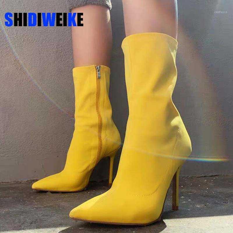Fashion Women Ankel Boots 2020 New Women elastic cloth Boots candy color pointed high-heeled Sky Blue Yellow Booties Shoes1
Fashion Women Ankel Boots 2020 New Women elastic cloth Boots candy color pointed high-heeled Sky Blue Yellow Booties Shoes1
