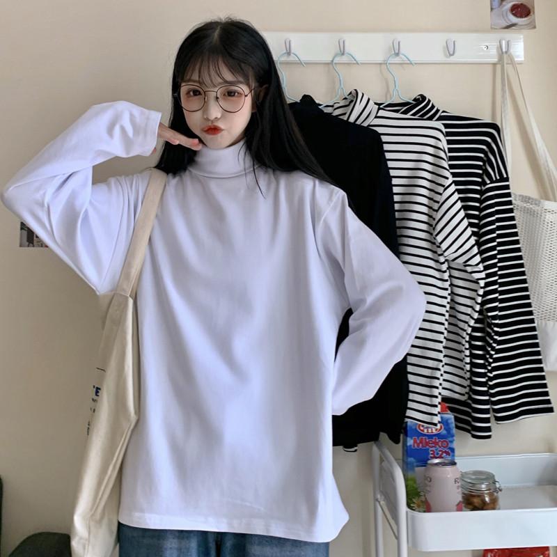 2020 Casual Striped High-Neck Shirt Women's Spring Autumn t shirts Western Style White Long-Sleeved T-Shirt Girls Tops M871, White solid
2020 Casual Striped High-Neck Shirt Women's Spring Autumn t shirts Western Style White Long-Sleeved T-Shirt Girls Tops M871, White solid