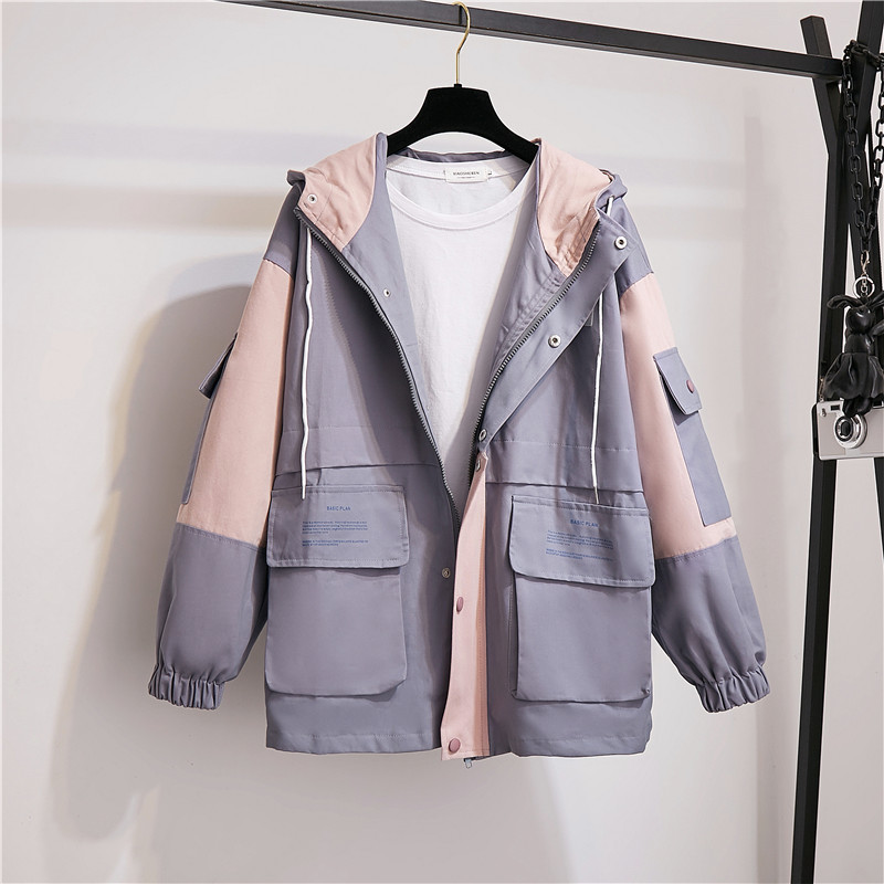 Jacket female autumn new Korea ins Harajuku streetwear BF goods vintage fashion loose hooded long-sleeved casual women's jacket 201106