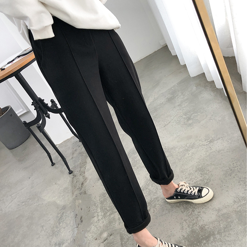 Thicken Women Pencil Pants Autumn Winter Plus Size OL Style Wool Female Work Suit Pant Loose Female Trousers Capris 6648 50 201103