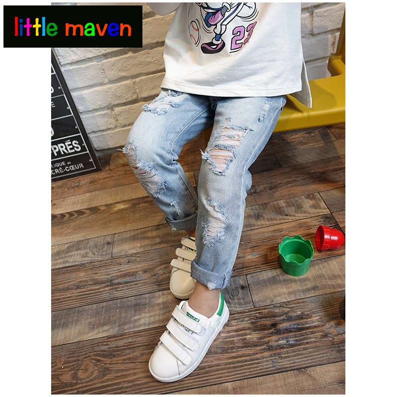 Pants Jeans for the boysgirls ripped jeans for kids Denim Pants Trousers Kids Clothes Autumn Children Boys Jeans LJ201203