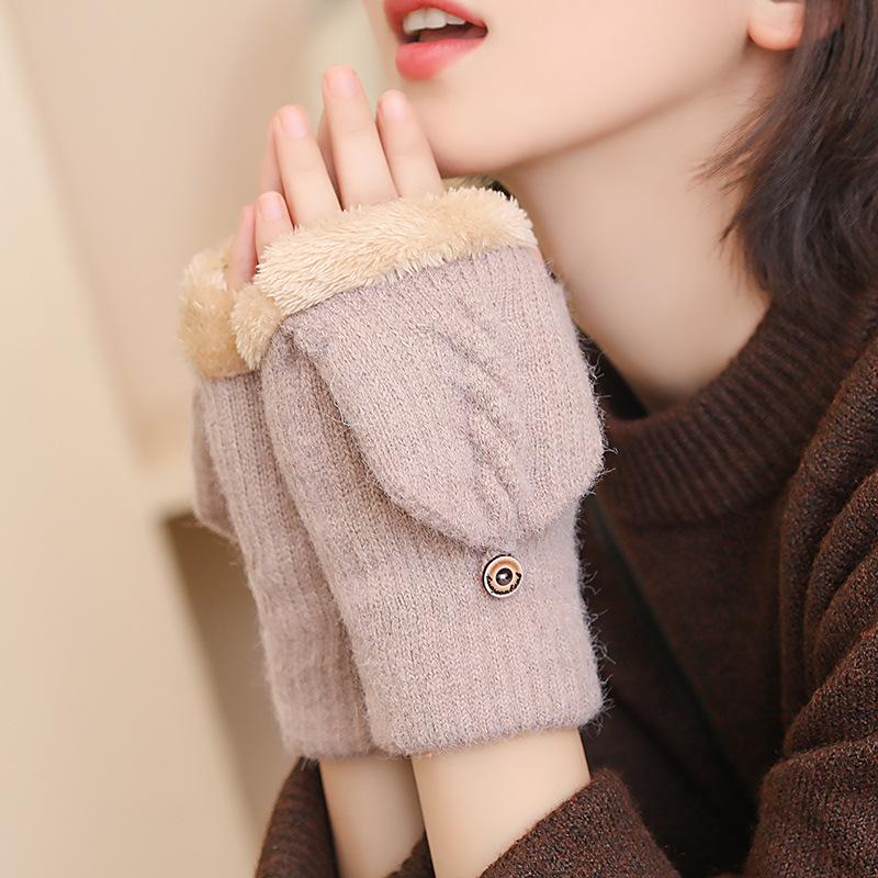 Five Fingers Gloves Winter Women Cute Lovely Keep Warm Touch Screen Plus Velvet Inside Thicken Knitting Flip Half Finger Cycling Soft Mitten
Five Fingers Gloves Winter Women Cute Lovely Keep Warm Touch Screen Plus Velvet Inside Thicken Knitting Flip Half Finger Cycling Soft Mitten