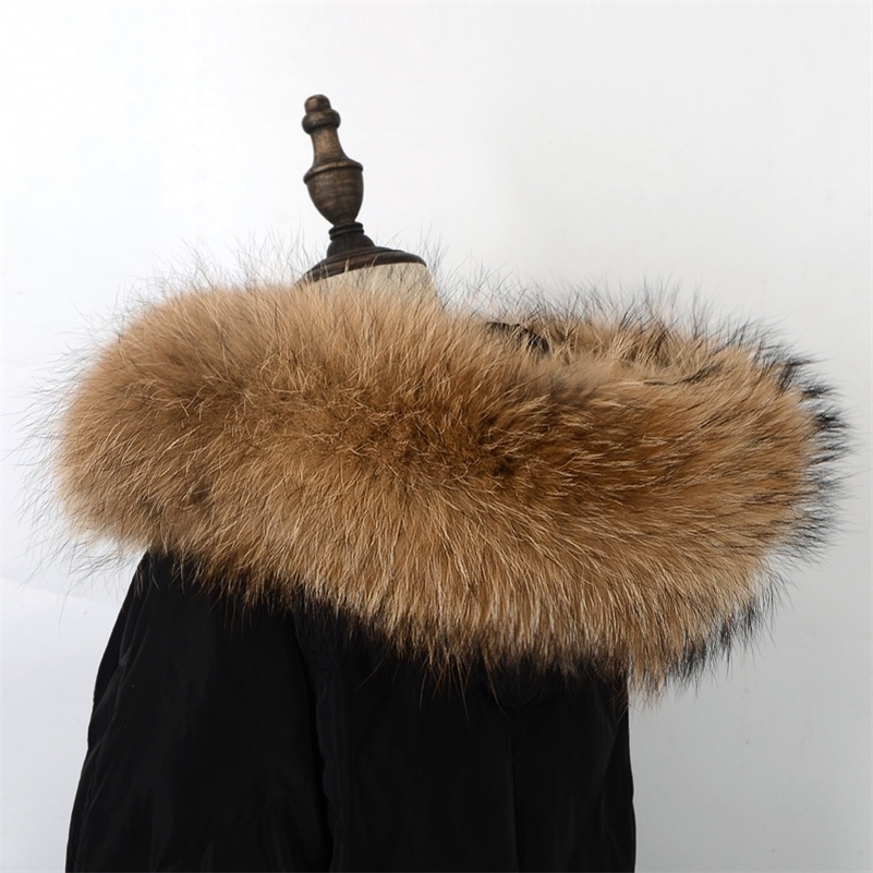 100% Natural Raccoon /fox Scarf Genuine Large fur Scarves woman winter Warm Female Neck Cap big size Collar Y201007