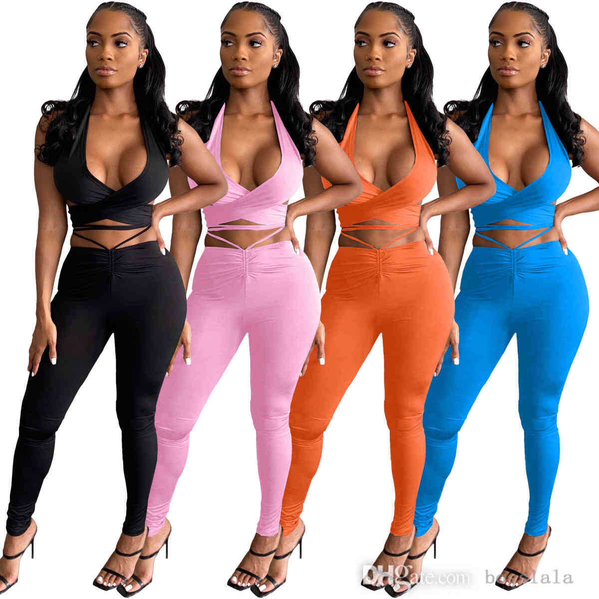 Women Two Piece Set Sexy Women's Tracksuit With Halter Neck And Open Back Waist Rope Solid Color Rompers Trousers 2022 trends Playsuit S-XL, Orange
Women Two Piece Set Sexy Women's Tracksuit With Halter Neck And Open Back Waist Rope Solid Color Rompers Trousers 2022 trends Playsuit S-XL, Orange