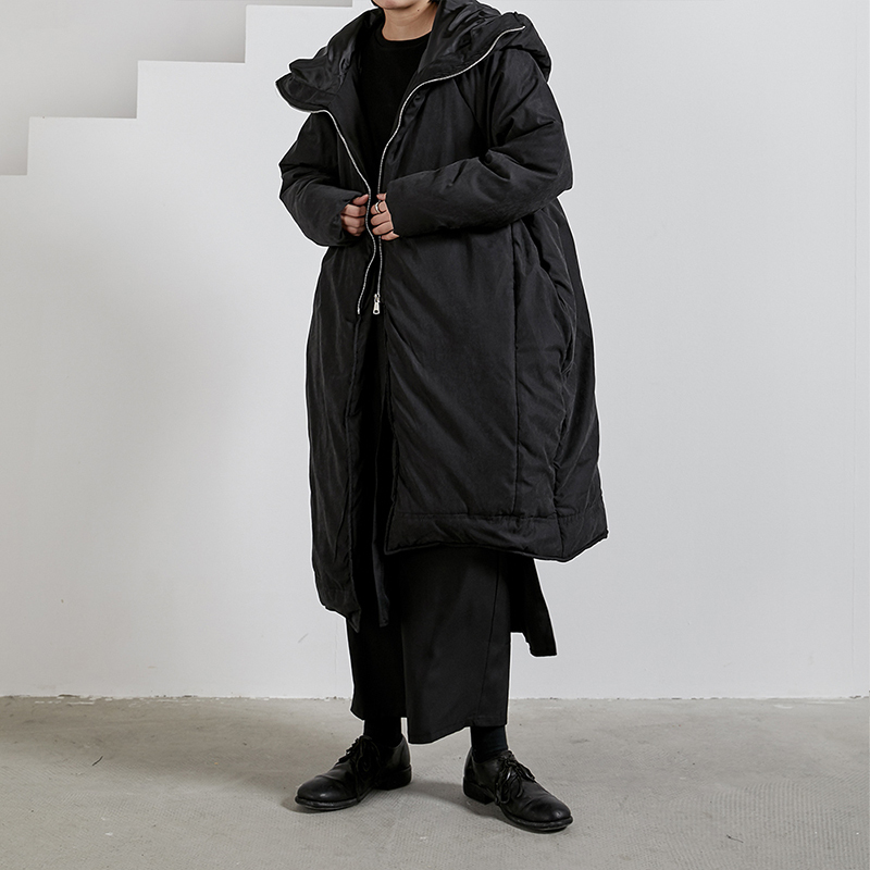 EAM Hooded Black Big Size Thick Cottonpadded Coat Long Sleeve Loose Fit Women Parkas Fashion Spring Autumn 1N323 201027