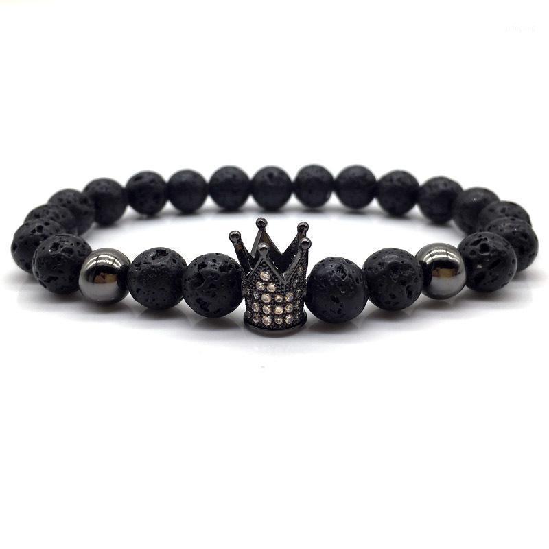 Charm Bracelets Fashion King Crown Men Bracelet Pave CZ Black 8mm LAVA Stone Bead For Women Luxury Jewelry Gift1
Charm Bracelets Fashion King Crown Men Bracelet Pave CZ Black 8mm LAVA Stone Bead For Women Luxury Jewelry Gift1