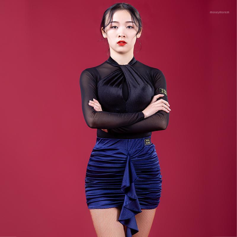 Female Latin Dress Black Long Sleeve Blue Skirt Latin Dance Practice/Performance Costumes Rumba Tango Samba Salsa Clothes VO6711, As picture
Female Latin Dress Black Long Sleeve Blue Skirt Latin Dance Practice/Performance Costumes Rumba Tango Samba Salsa Clothes VO6711, As picture