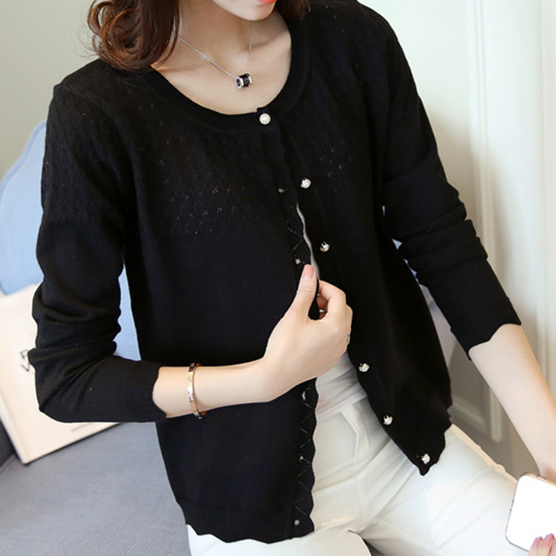 2019 New Longsleeved knitted cardigan short shawl jacket summer airconditioned sweater spring and autumn with thin sweater T200815