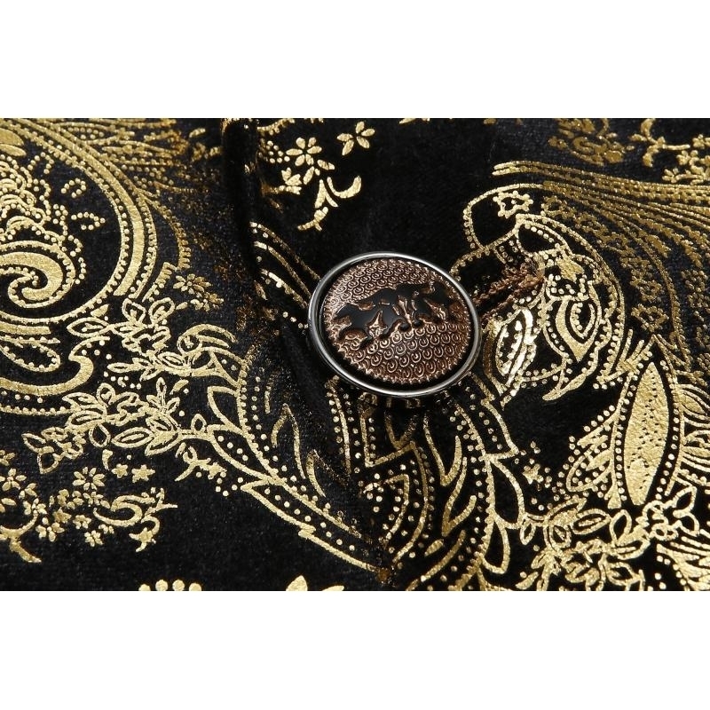 PLYHUNY Gold Printed Blazer Men Floral Casual Male Blazer Spring Arrival Fashion Mens Blazer Slim Fit Plus Asian Size 6XL 201104