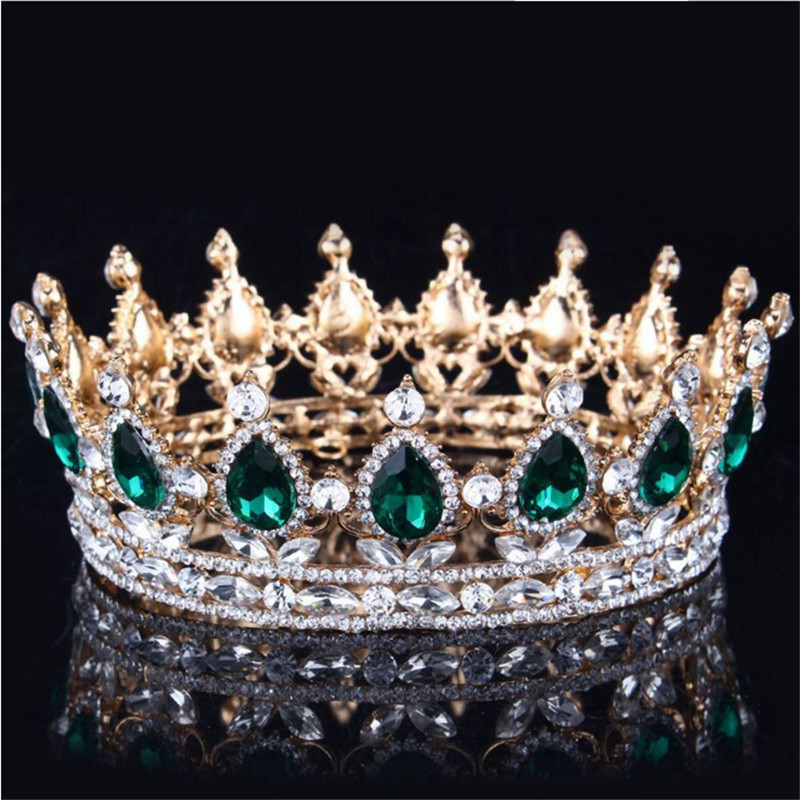 Vintage Baroque Queen King Bride Tiara Crown For Women Headdress Prom Bridal Wedding Tiaras and Crowns Hair Jewelry Accessories T200108