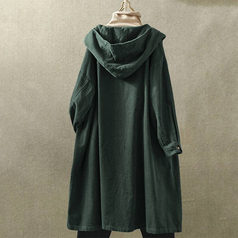 ZANZEA Vintage Corduroy Jackets Autumn Women Hoodies Long Sleeve Long Cardigan Hooded Outwear Thin Coats Female Buttons Down Top T200111