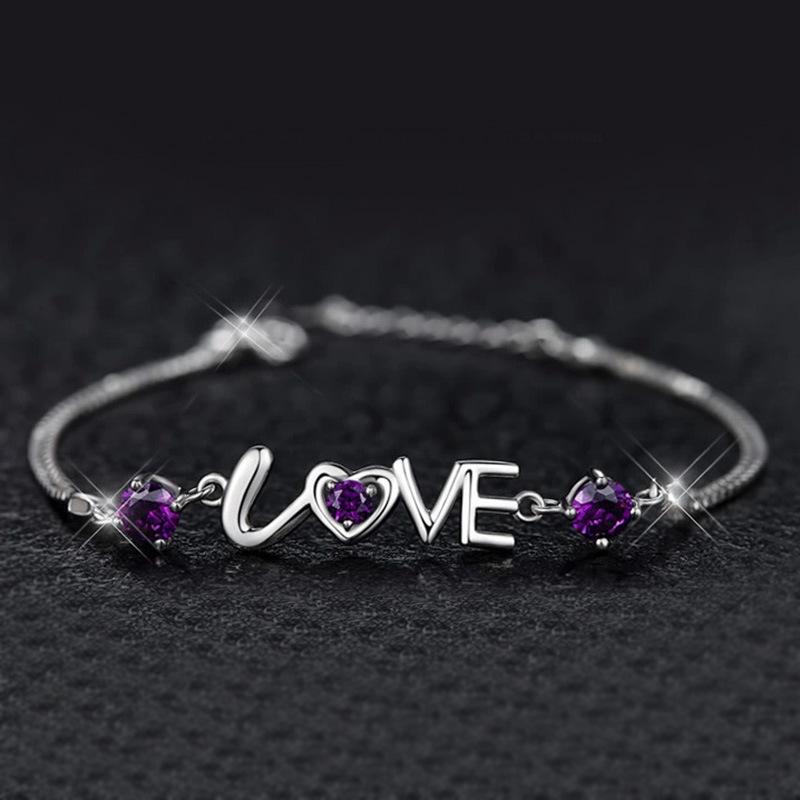 Valentine's gift Fashion CZ zircon letter LOVE double heart bracelet purple heart cz bracelet Free shipping
Valentine's gift Fashion CZ zircon letter LOVE double heart bracelet purple heart cz bracelet Free shipping