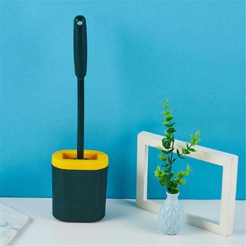 Silicone WC toilet cleaning brush flat head soft soft brush with quick-drying fixed seat set WC accessories cleaning