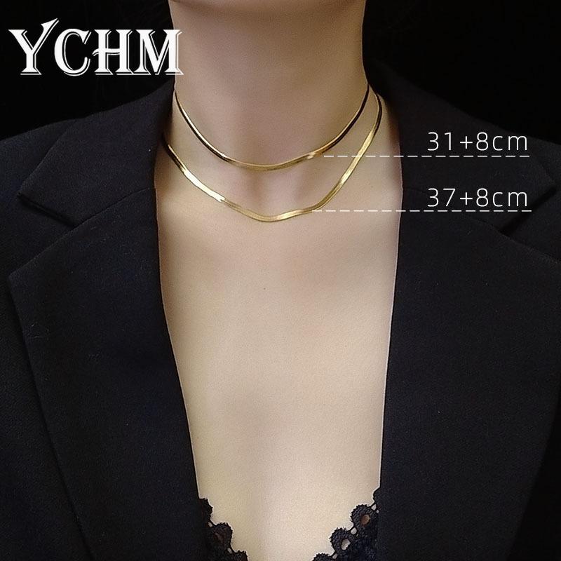 Chokers YCHM Shiny Blade Chain Choker Necklace Two Sizes Soft Snake Stainless Steel Necklaces For Women Fashion Jewelry
Chokers YCHM Shiny Blade Chain Choker Necklace Two Sizes Soft Snake Stainless Steel Necklaces For Women Fashion Jewelry