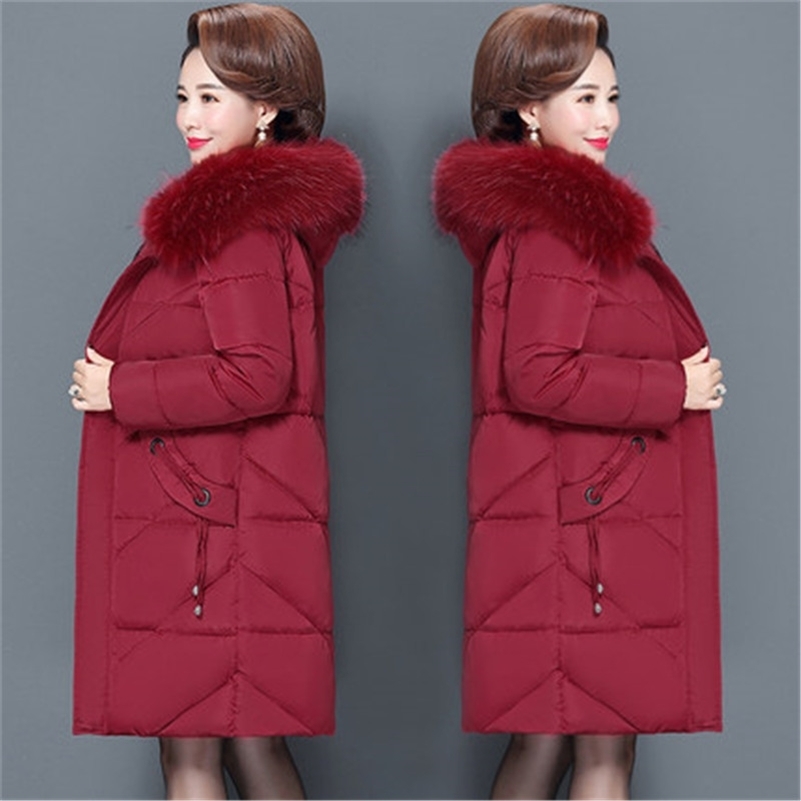 Women's winter jacket fur collar female jacket slim cotton-padded long jacket outerwear winter coat parka Large size 6XL 201217