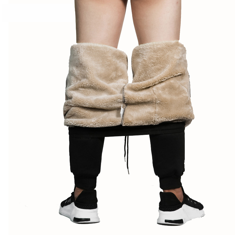 S-7XL Thicken Sweatpants Winter Men's Plus Velvet Padded Trousers Slim Large Size Warm Pants Solid Fleece Sports Joggers Pants 201128