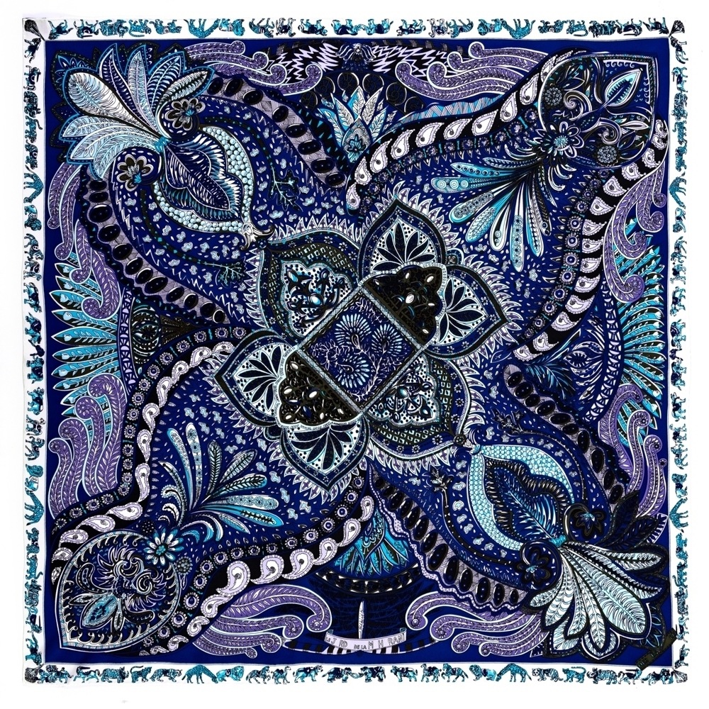 Double-Sided Hand Rolled Edge Scarf Women 90 90 Satin Scarfs Paisley Print Vintage Head Neck Scarfs Shawl Female Foulard Femme