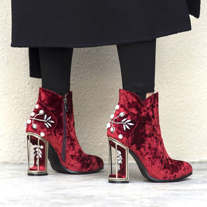 Chunky Metal Beauty Fretwork Strass Cage Shoes Velvet Ladies Pearl Glass Ankle Gladiator Boots Y6av, Color 3
Chunky Metal Beauty Fretwork Strass Cage Shoes Velvet Ladies Pearl Glass Ankle Gladiator Boots Y6av, Color 3