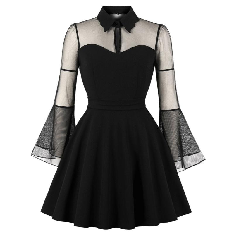 Women Black Punk Gothic Dress Autumn Sexy Mini Party Dresses Black Flare Sleeve Mesh See-Through Plus Size Vintage Retro Dress, Halloween punk dress
Women Black Punk Gothic Dress Autumn Sexy Mini Party Dresses Black Flare Sleeve Mesh See-Through Plus Size Vintage Retro Dress, Halloween punk dress