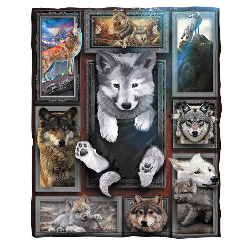 

Wolf 3d printed fleece blanket for Beds Hiking Picnic Thick Quilt Fashionable Bedspread Sherpa Throw Blanket 02