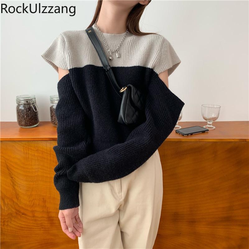 Colorblock Contrast Patchwork Cut Hollow Sleeve Knit Slim Short Sweater Women Korean Sexy Pullover Crop Top Fashion Knitwear Tee, As photo
Colorblock Contrast Patchwork Cut Hollow Sleeve Knit Slim Short Sweater Women Korean Sexy Pullover Crop Top Fashion Knitwear Tee, As photo