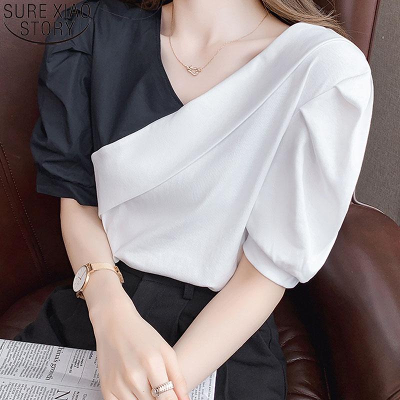 Women's Blouses & Shirts Summer V-neck Blouse Bubble Sleeve Backless Color Contrast Design Short Women Cute Chic Tops Blusa 14924, White
Women's Blouses & Shirts Summer V-neck Blouse Bubble Sleeve Backless Color Contrast Design Short Women Cute Chic Tops Blusa 14924, White
