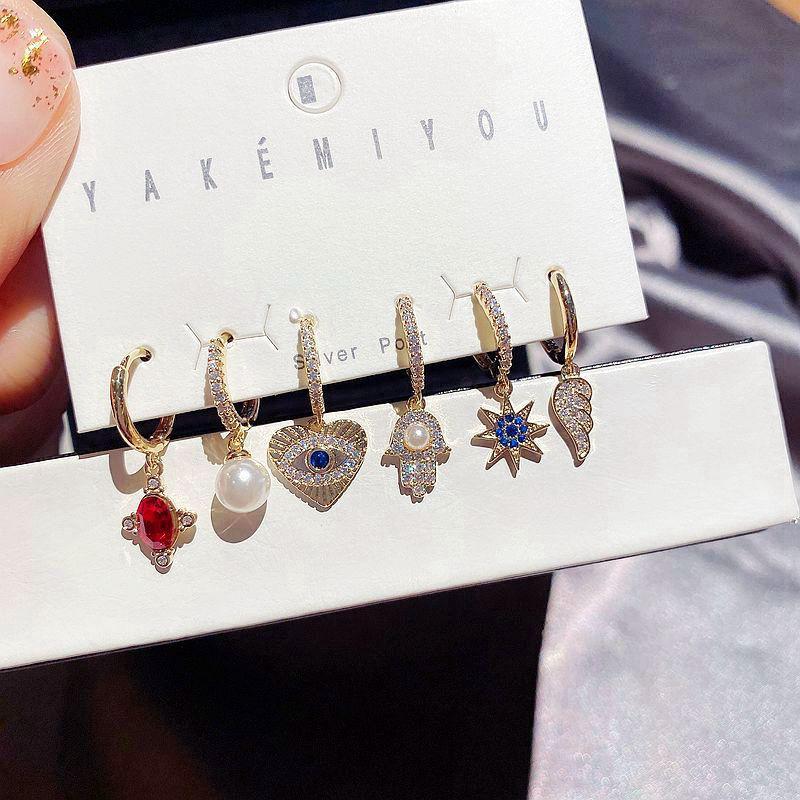 MIGGA 6pcs Mix Evil Eye Heart Dangle Earrings Pack Gold Color Cubic Zirconia Earrings Women Party Jewelry
MIGGA 6pcs Mix Evil Eye Heart Dangle Earrings Pack Gold Color Cubic Zirconia Earrings Women Party Jewelry