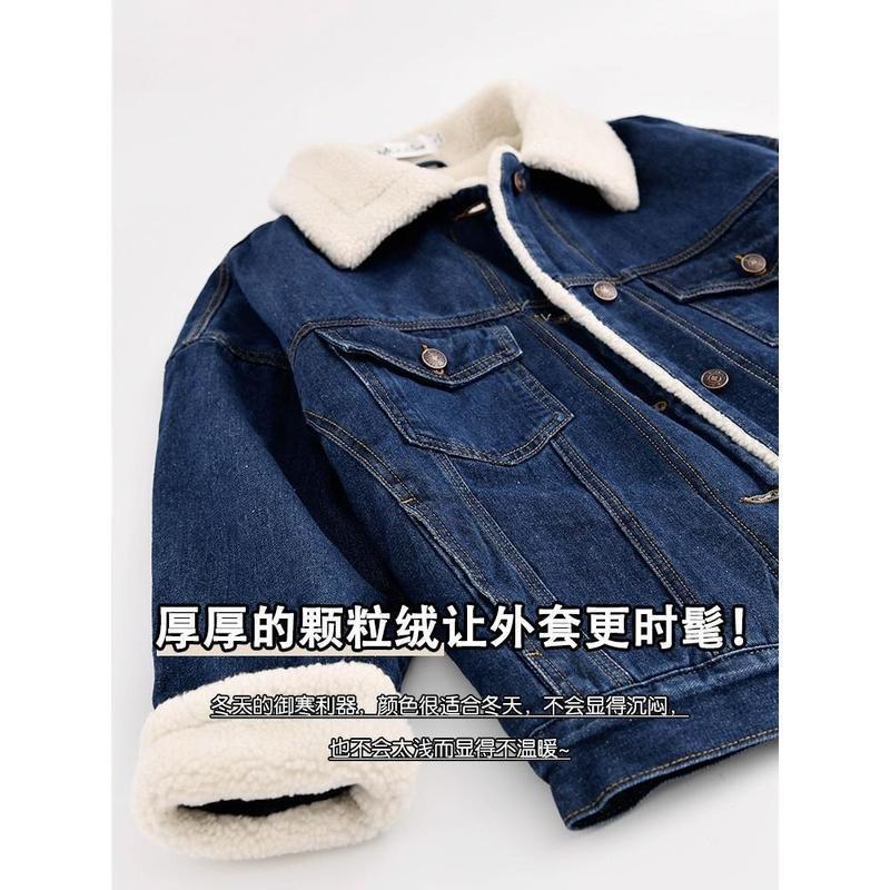 VANGULL New Winter Jacket Coat Women Fleece Liner Denim Bomber Jackets Retro Thick Autumn Elegant Fashion Autumn Coats 201019