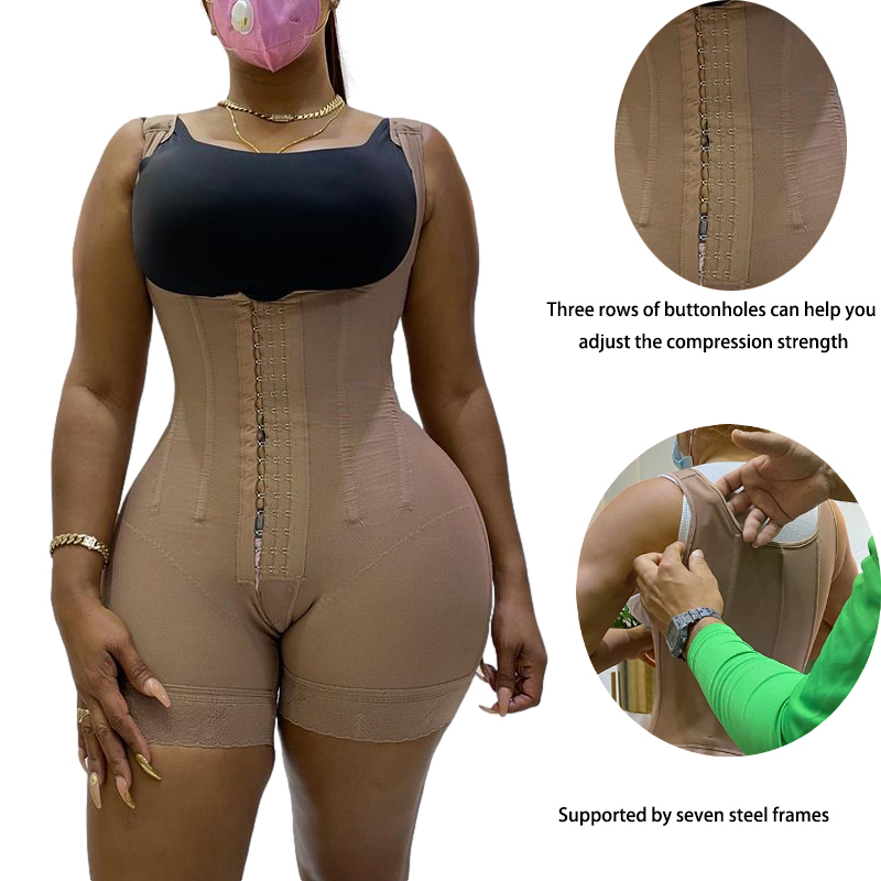 Women's corset Bodyshaper High Compression Garment Abdomen Control Double Bodysuit Waist Trainer Open Bust Shapewear Fajas 220312