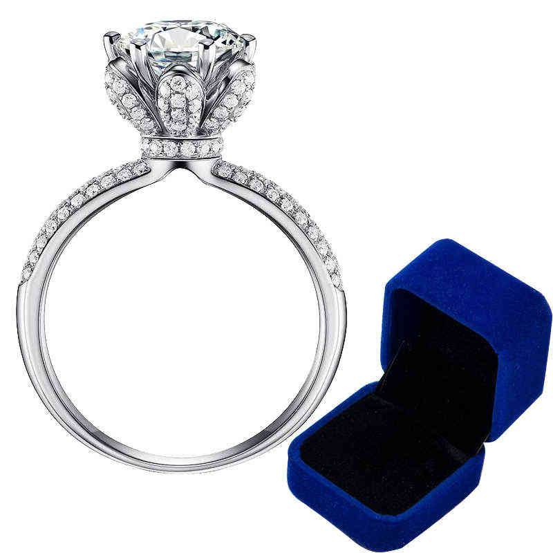 ring Custom Name Certified 5 Carat Dia Engagement Ring Women 14K White Gold Sterg Sier Bridal Moissanite Rings Wedding Band