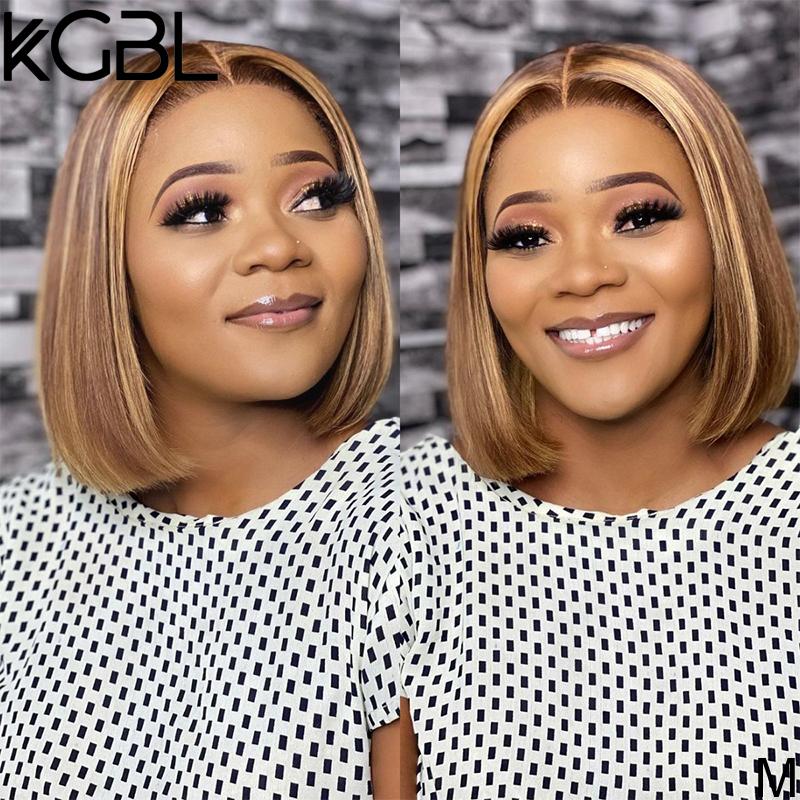 KGBL T-part Highlight Short Bob Lace Front Human Hair Wig 150% Density With Baby Hair 8-14'' Non-Remy Wig Brazilian Medium Ratio, Natural color
KGBL T-part Highlight Short Bob Lace Front Human Hair Wig 150% Density With Baby Hair 8-14'' Non-Remy Wig Brazilian Medium Ratio, Natural color