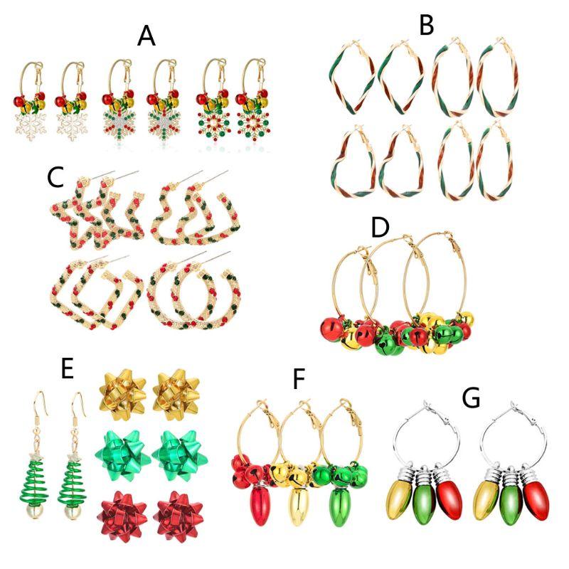 Christmas Stud Earring Set X-Mas Bulb Jingle Bells Chandelier Drop Earrings Holiday Festive Ornament Jewelry Gift Women
Christmas Stud Earring Set X-Mas Bulb Jingle Bells Chandelier Drop Earrings Holiday Festive Ornament Jewelry Gift Women